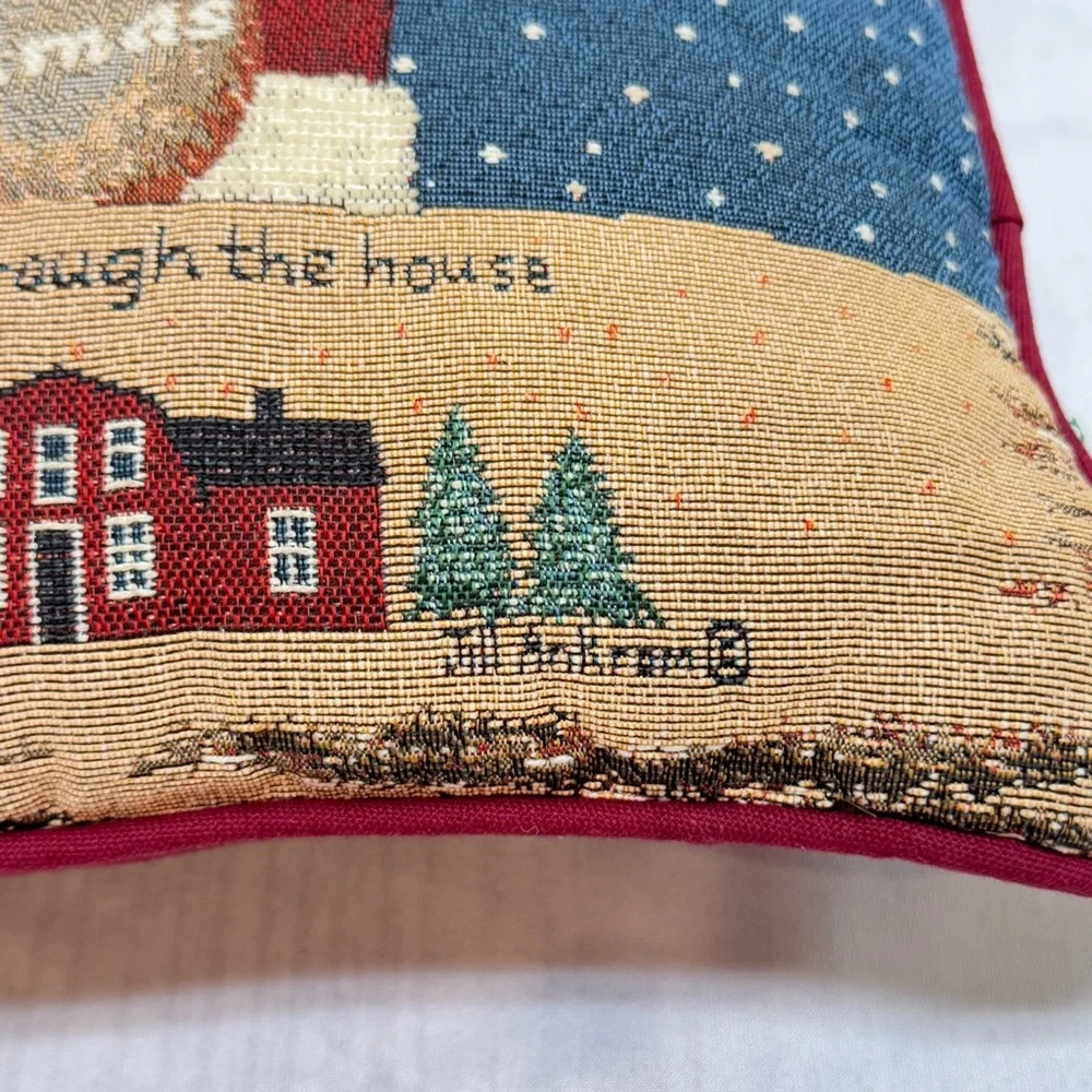 Vintage Riverdale Santa “Twas The Night Before Christmas” Tapestry Throw Pillow